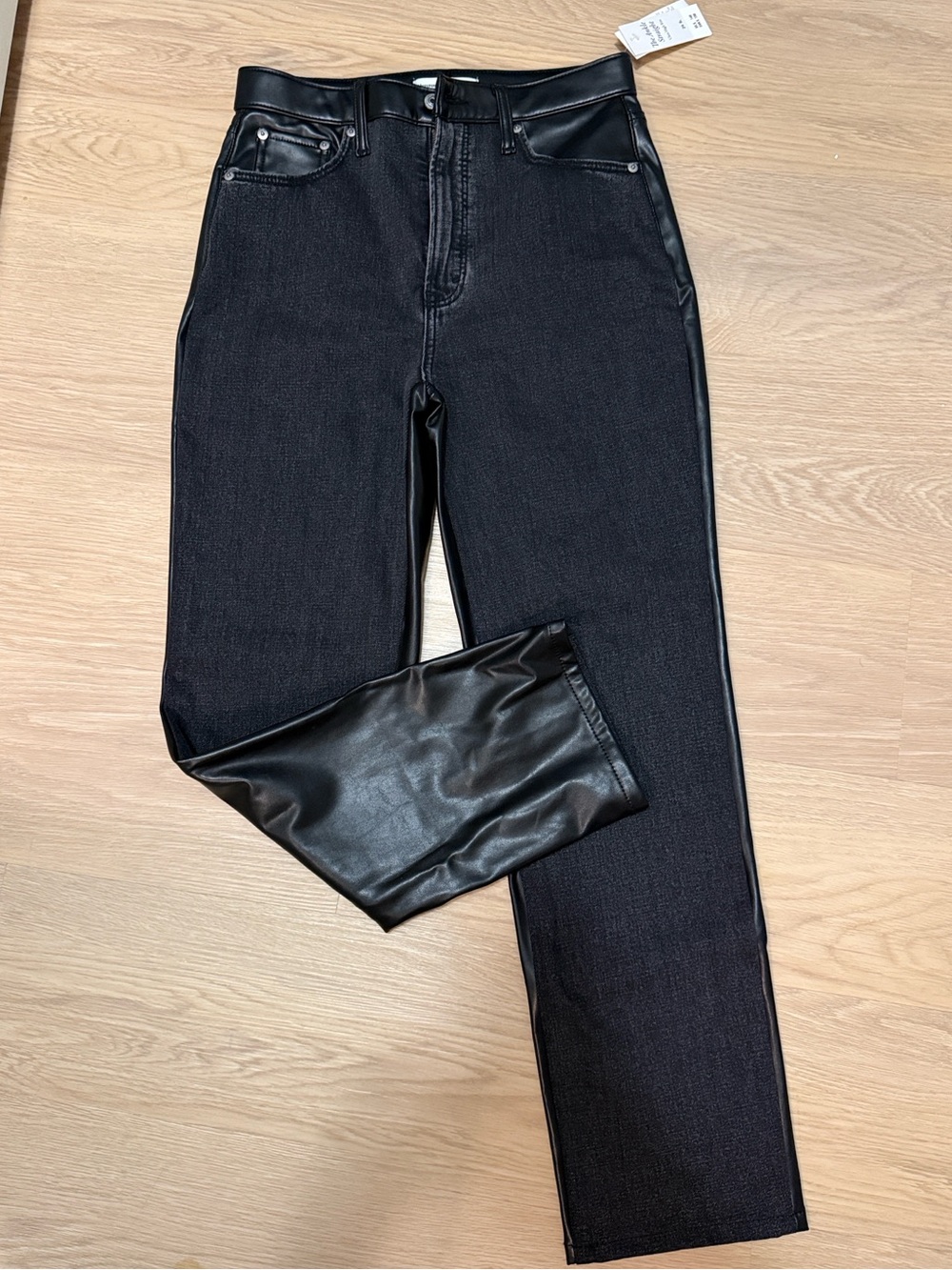 ABERCROMBIE | black half leather pants size 29